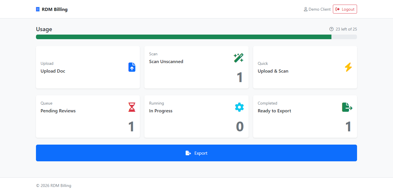 RDM Billing AI Invoice Reader